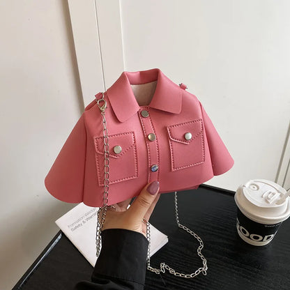 Jacket-Shaped Crossbody Bag – Novelty PU Leather Chain Shoulder Bag, Korean Style