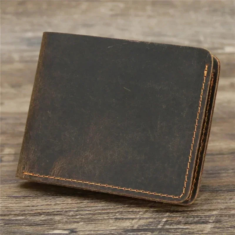 Men's Crazy Horse Genuine Leather Bifold Wallet
