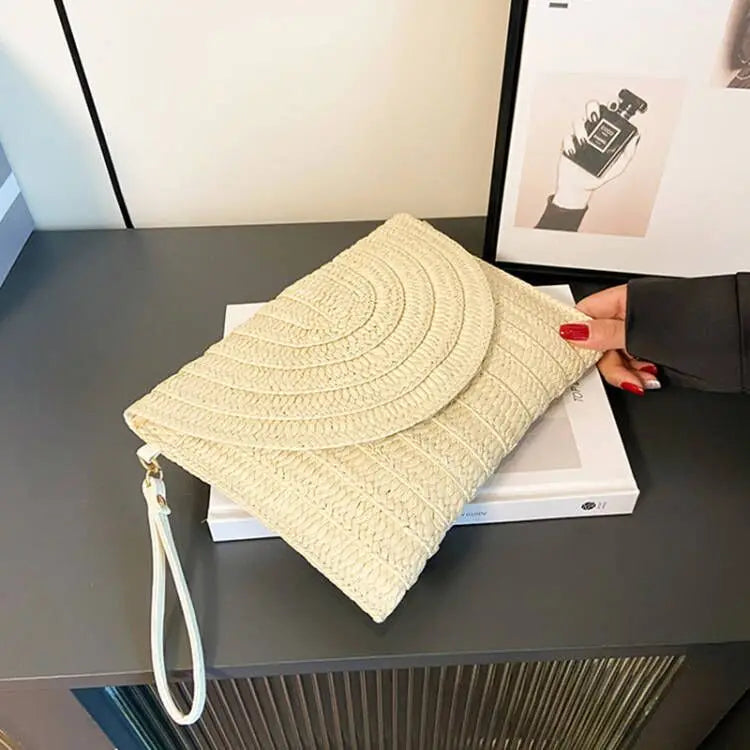 Straw Crossbody Bag for Women – Handwoven Envelope Purse