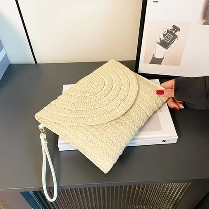 Straw Crossbody Bag for Women – Handwoven Envelope Purse