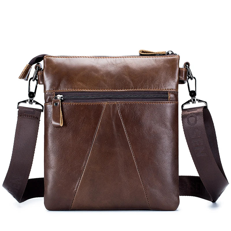 Men's Genuine Leather Crossbody Bag – Retro Cowhide Shoulder Bag