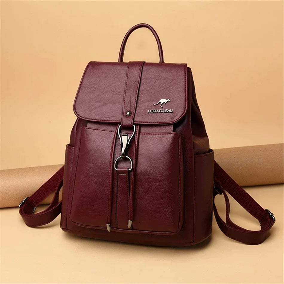Women's Soft Leather Backpack – Casual School & Travel Bag