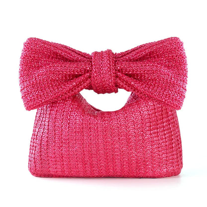 Straw Clutch Bag with Bow – Woven Summer Purse for Women