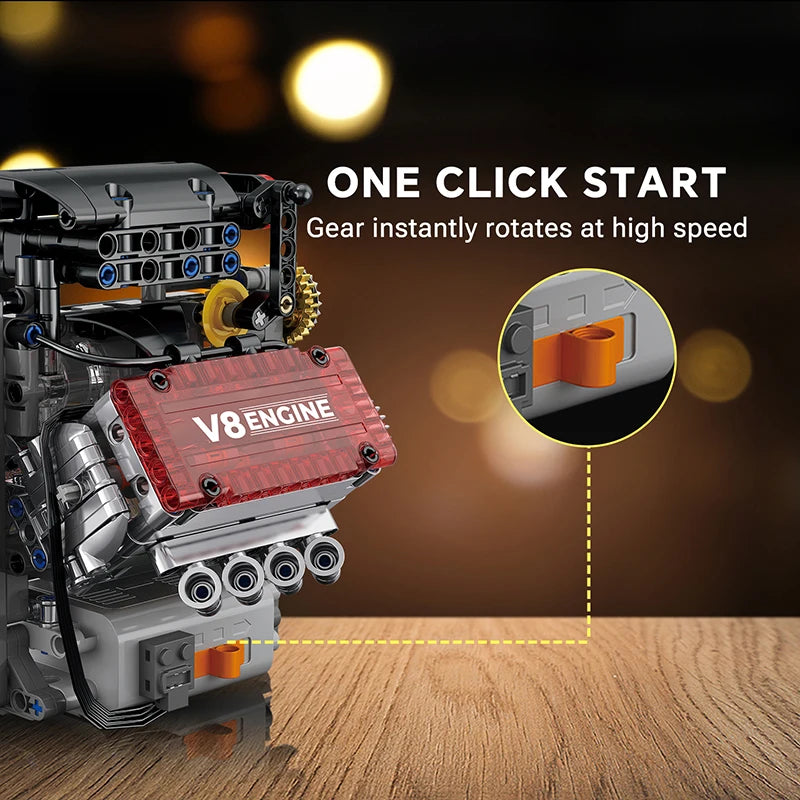 V8 Engine Motorized Building Blocks Set – Technic Model