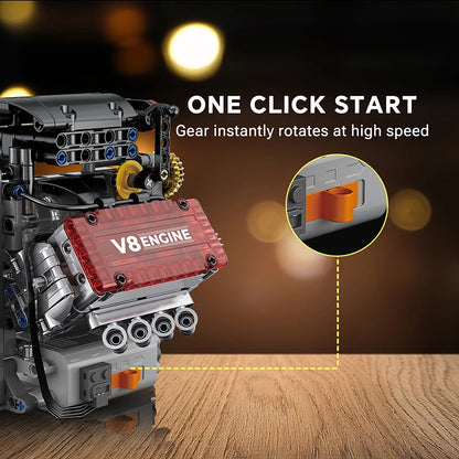 V8 Engine Motorized Building Blocks Set – Technic Model