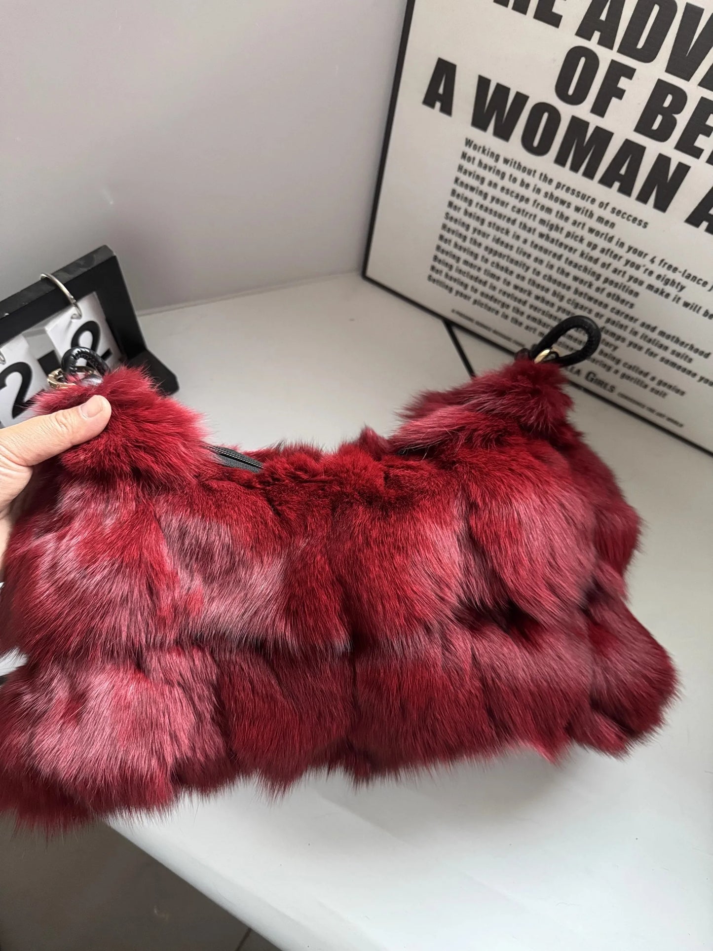 Luxury Europe America Women Real Fox Fur Bag Messenger Chain Shoulder Ladies Tote Handbag Crossbody