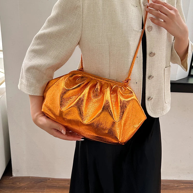Moods Golden Evening Clutch Bags Women Wedding Dinner Party Crossbody Cloud Bag Luxury Designer