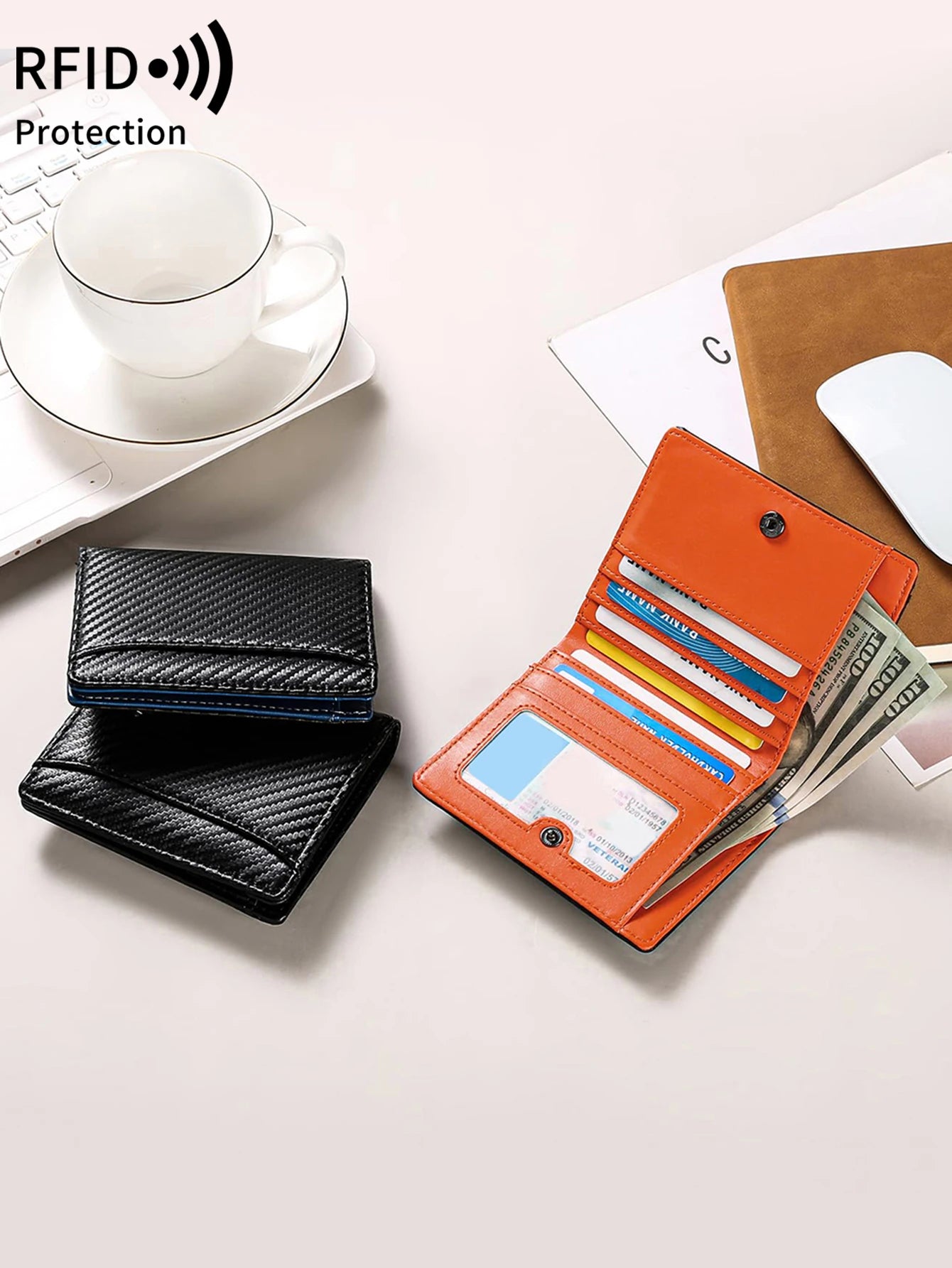 RFID Blocking Carbon Fiber Bifold Wallet for Men