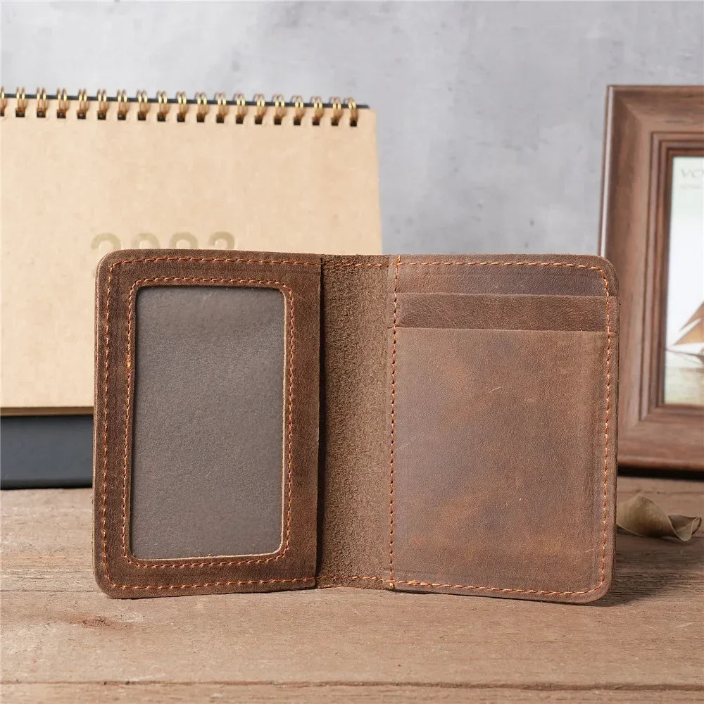 Leather Card Holder Slim Wallet Men Vintage Credit Card Case