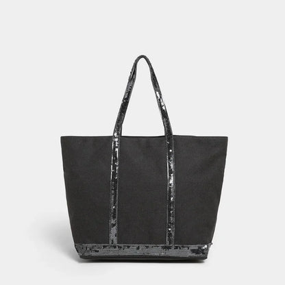 Sequin Woven Tote Bag – Large Straw Shopper for Women