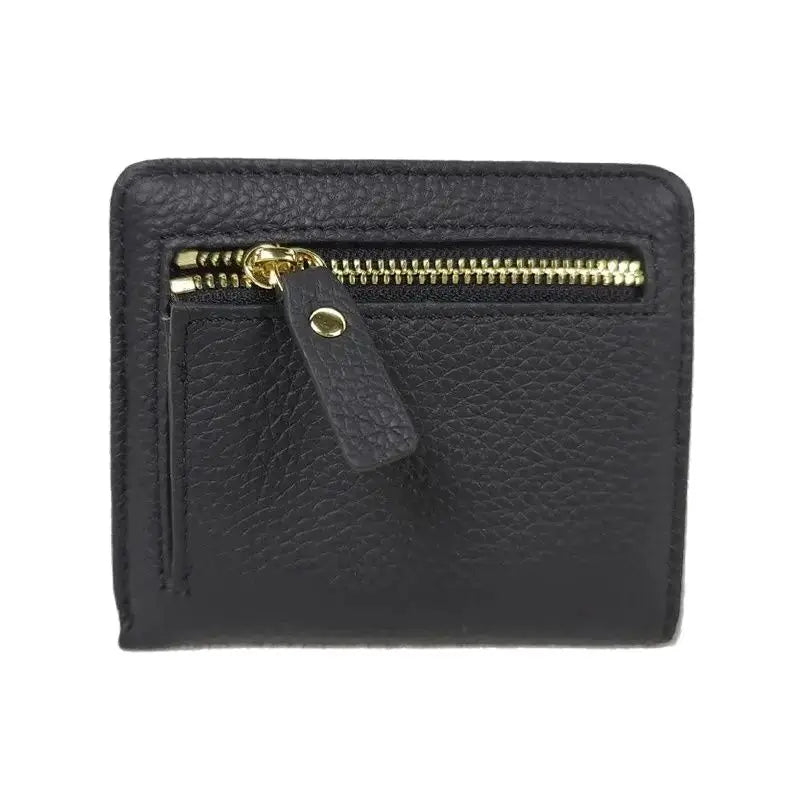 Genuine Leather Heart Charm Short Wallet for Women