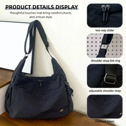 Large Capacity Nylon Shoulder Bag – Unisex Crossbody with Multi Pockets