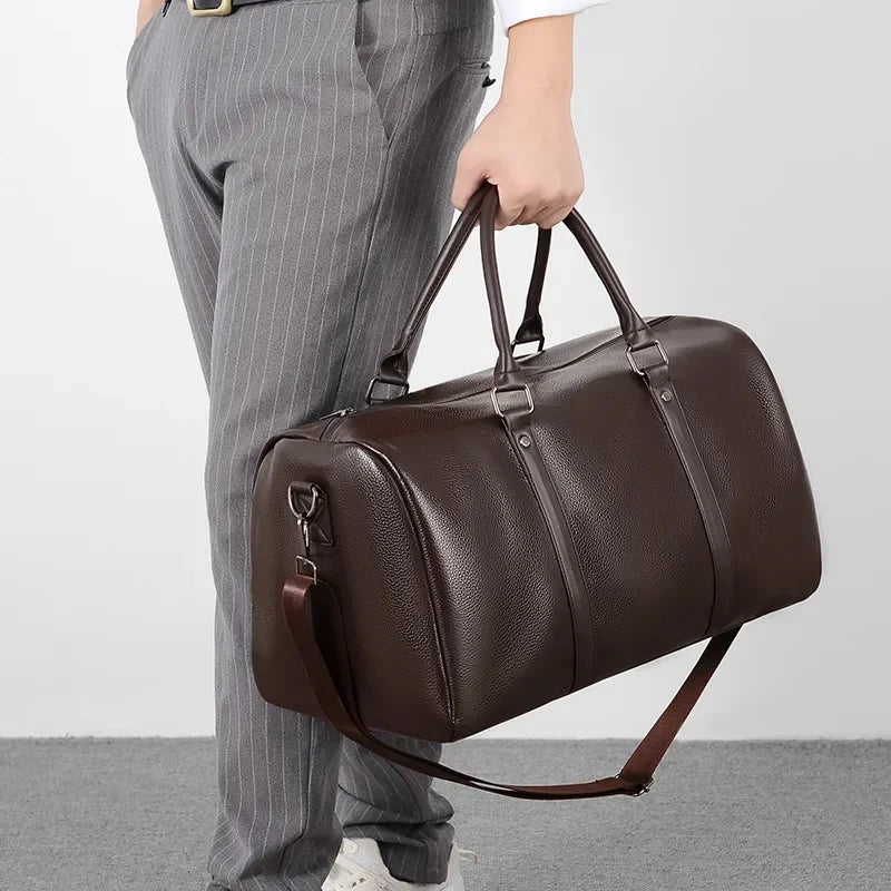 Leather Duffle Bag for Men – Large Capacity Travel Weekender