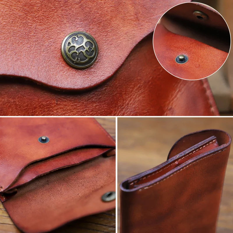 Slim Minimalist Leather Wallet – Handmade Card & Coin Holder for Men & Women