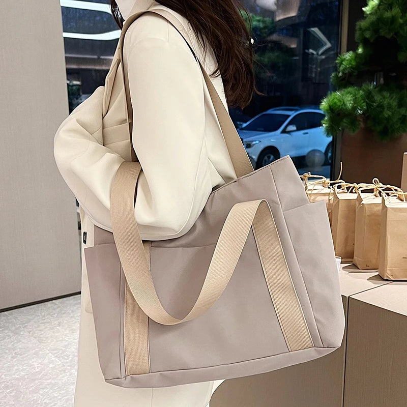 Women's Casual Tote Bag with Zipper & Multiple Pockets