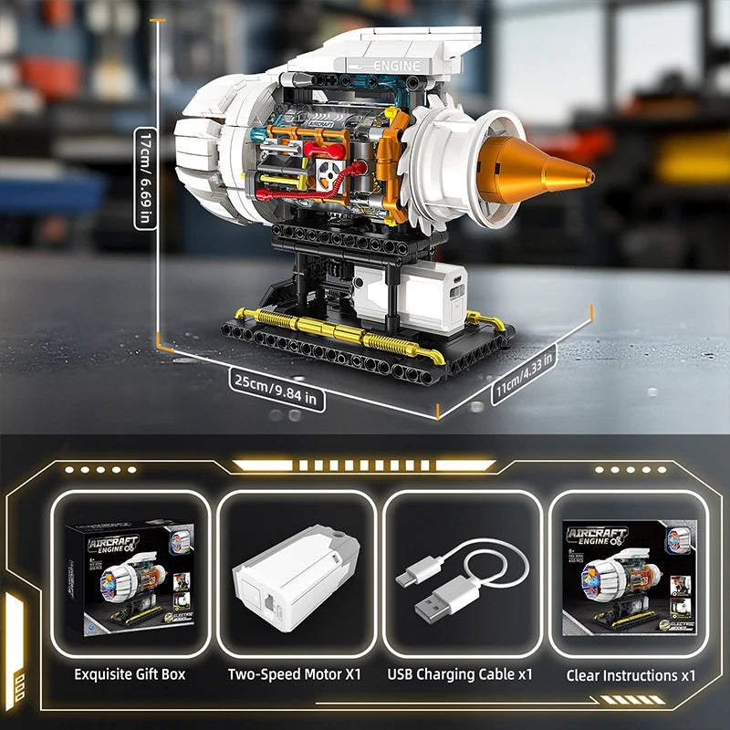 Aircraft Jet Engine Building Blocks – 635pcs Electric MOC Model
