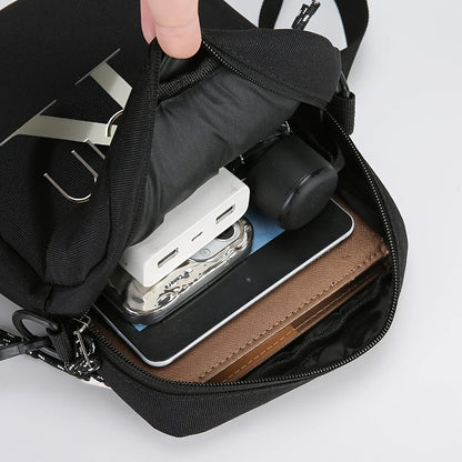 Men's Oxford Crossbody Bag – Trendy Logo Print Shoulder Bag