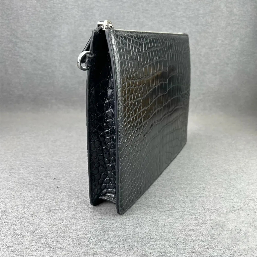 Crocodile Leather Men's Clutch Wristlet – Envelope Handbag