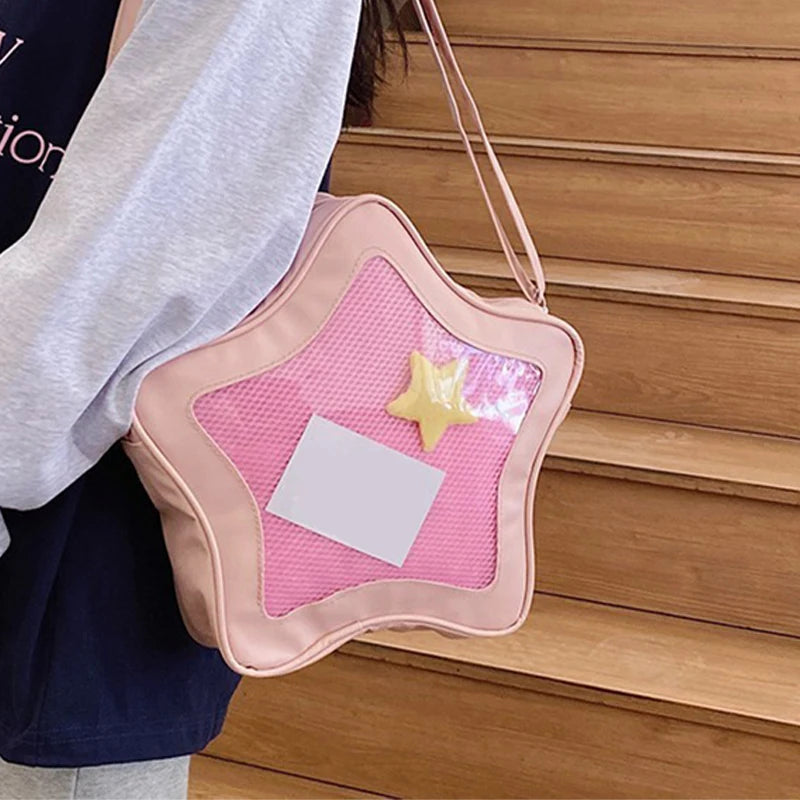 Star-Shaped Ita Bag Transparent Crossbody – Kawaii Pin Display
