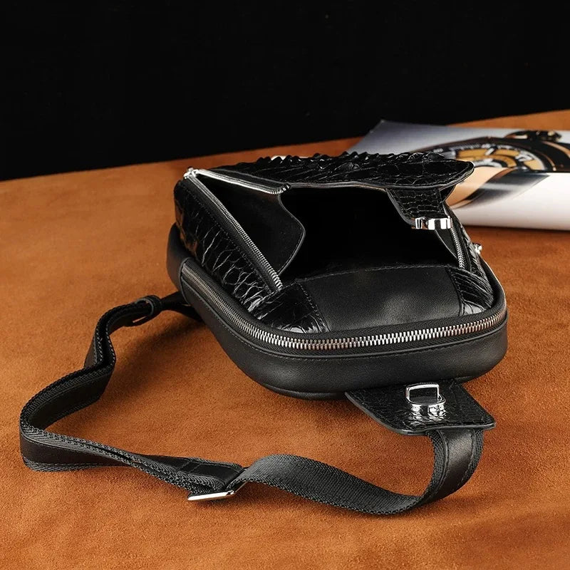 Genuine Crocodile Leather Men's Sling Chest Bag