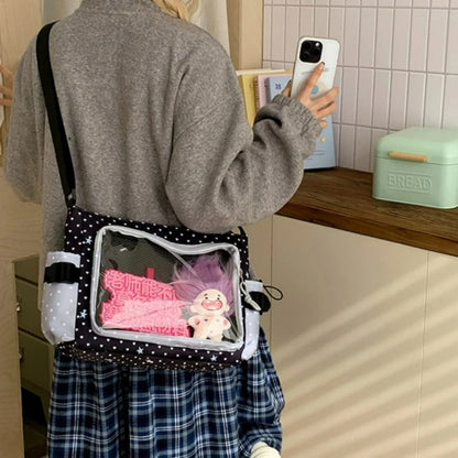Japanese Polka Dot Crossbody Bag Women Commuting Shoulder Large Capacity Transparent Simple
