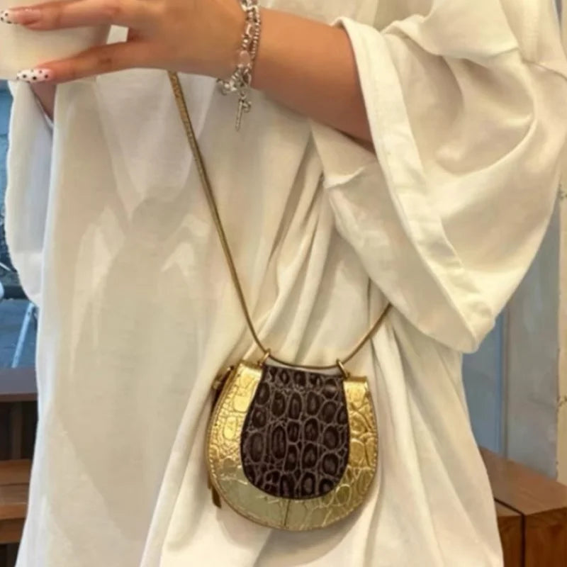 Crocodile Embossed Saddle Bag – Luxury Women's Crossbody