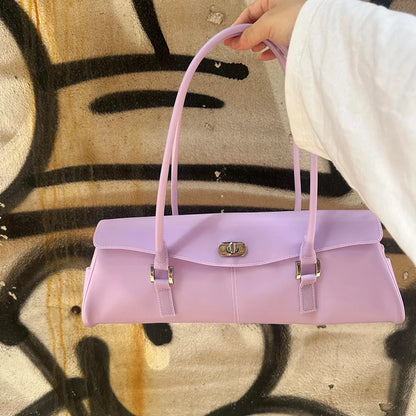 Jelly Handbag with Lock Clasp – Korean Color-Block Shoulder Bag