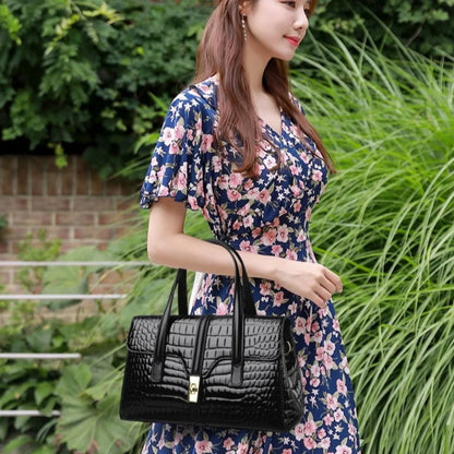Luxury Tote Handbag for Women – Crocodile Patent Leather