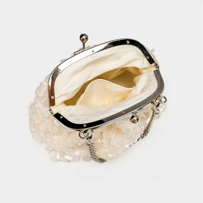 Sequin Kiss Lock Clutch Bag – Women's Elegant Evening Shoulder Bag