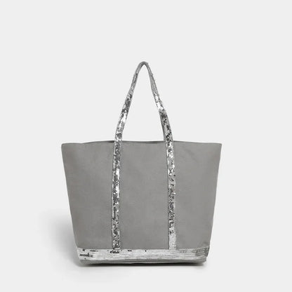 Sequin Woven Tote Bag – Large Straw Shopper for Women