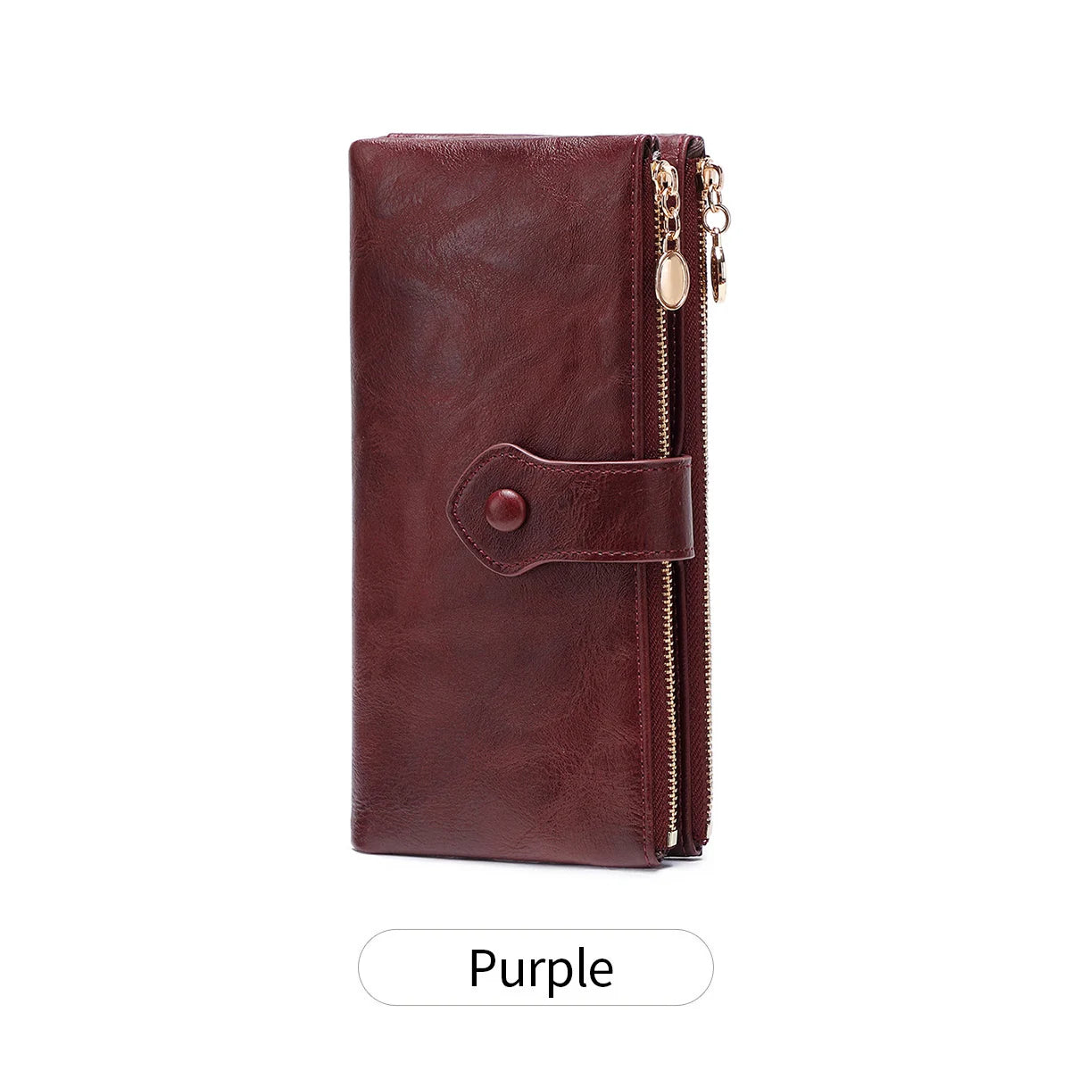 Women's Vintage Double Zip Long Wallet PU Leather Large Capacity