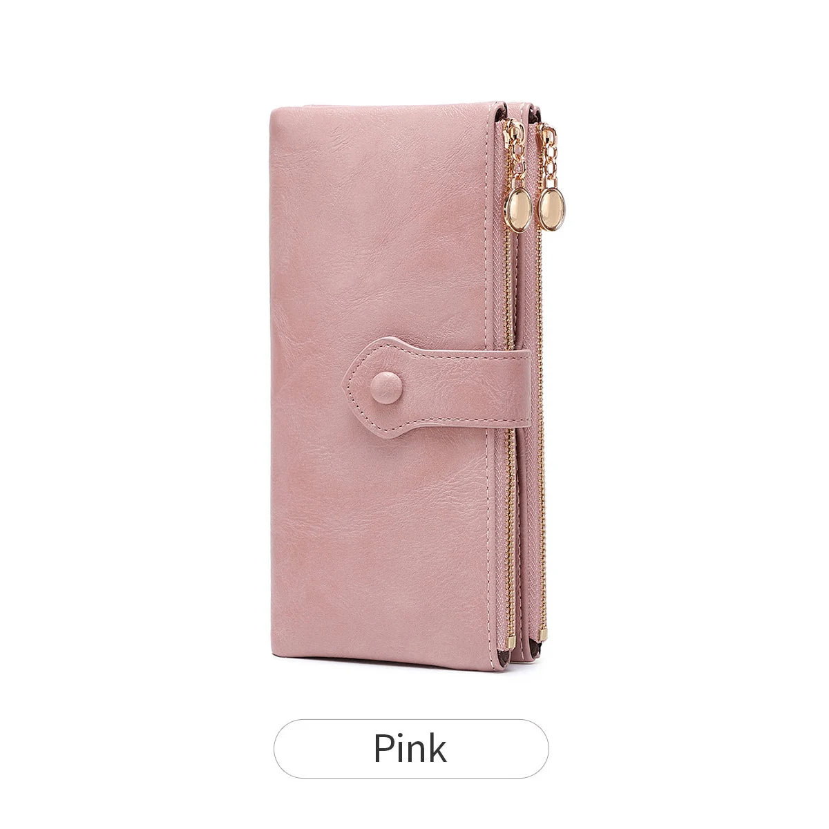Women's Vintage Double Zip Long Wallet PU Leather Large Capacity