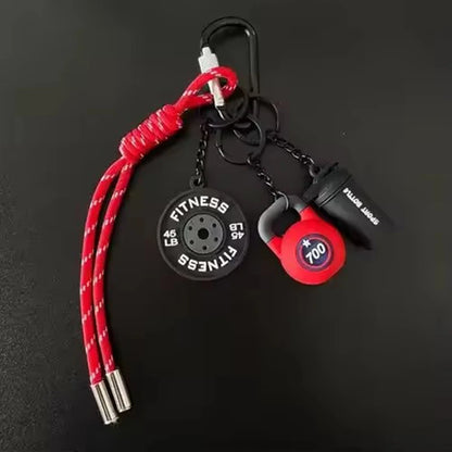 Gym Keychain Lanyard – Dumbbell, Weight Plate & Kettlebell Charms