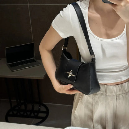 Y2K Glossy PU Leather Shoulder Bag for Women – Small Luxury Underarm Purse