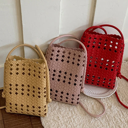 Hollow Woven Crossbody Bag – Women's Bohemian Phone Purse