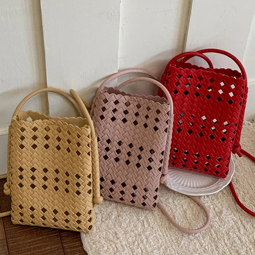 Hollow Woven Crossbody Bag – Women's Bohemian Phone Purse