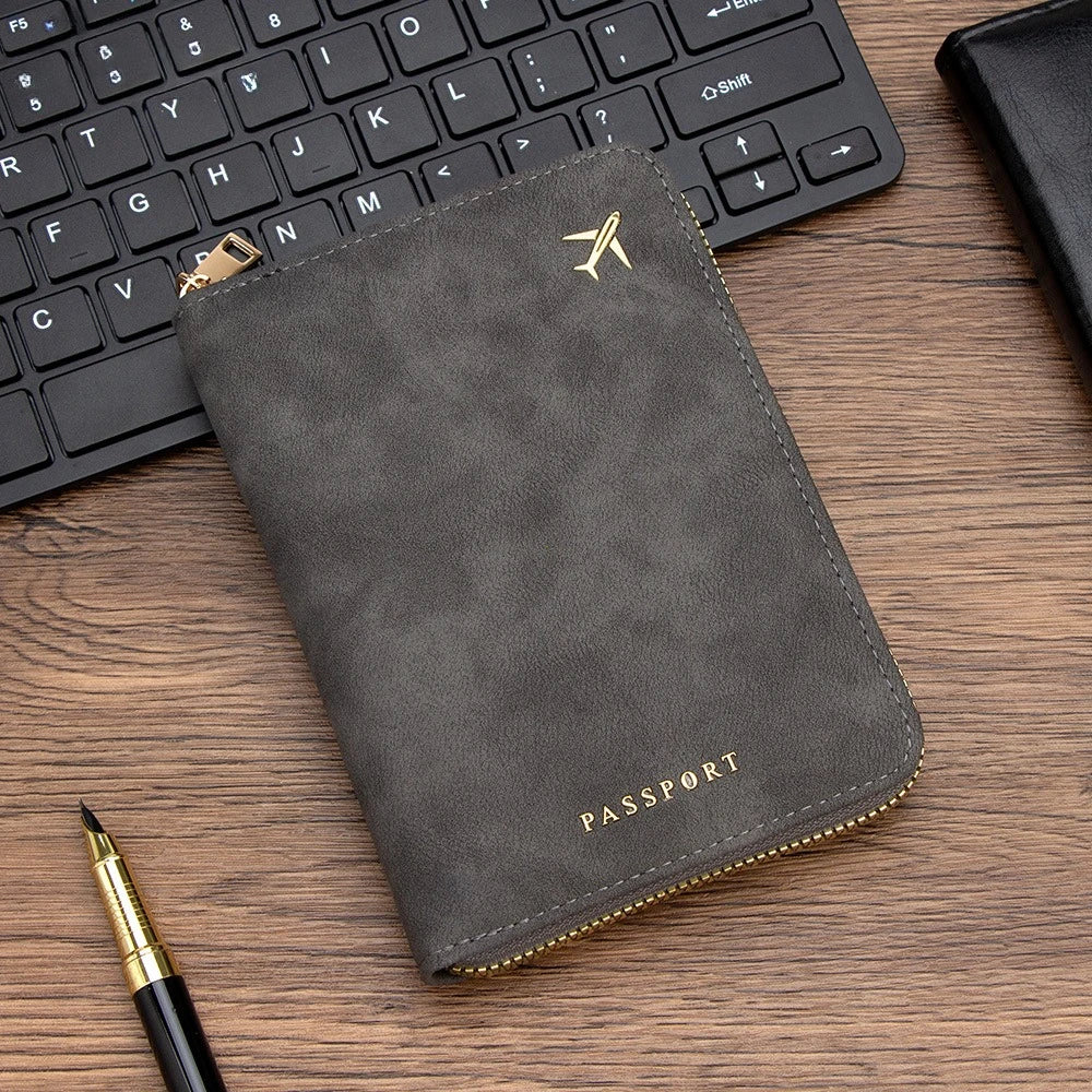 RFID Blocking Passport Wallet with Zipper – Travel Organizer & Card Holder
