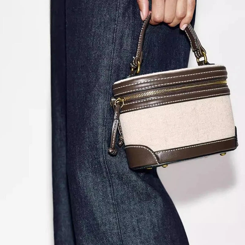 Woven Box Bag – Women's Retro PU Leather Top Handle Handbag