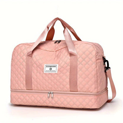 Large Capacity Nylon Travel Duffel Bag with Shoe Compartment