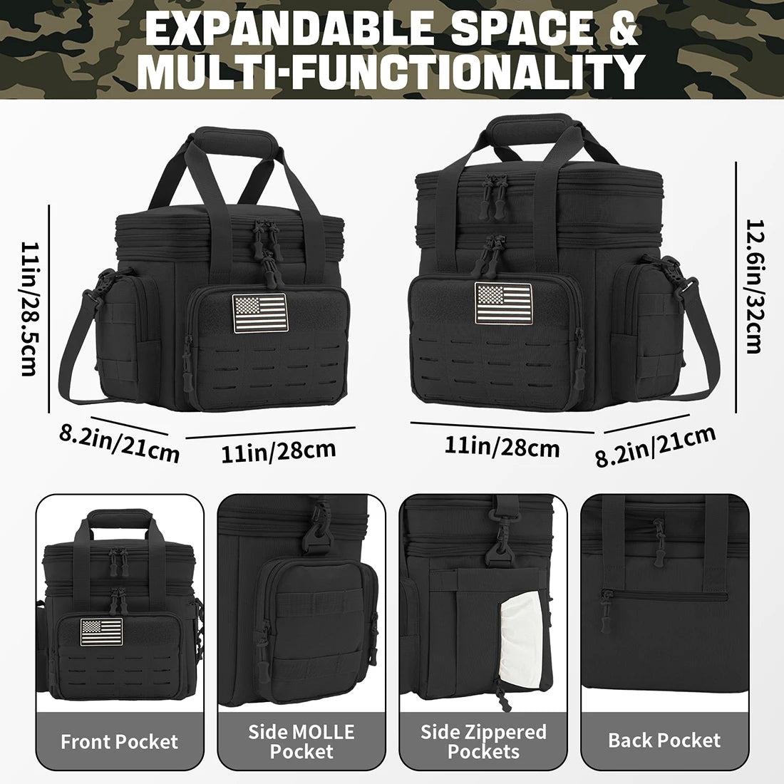 Tactical Insulated Lunch Box Bag – 18L Expandable Cooler for Work & Outdoor
