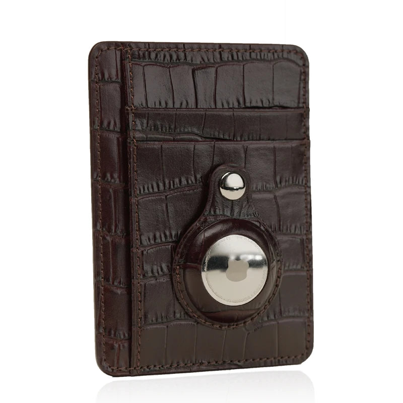Croco Leather AirTag Card Holder Wallet – Custom Name