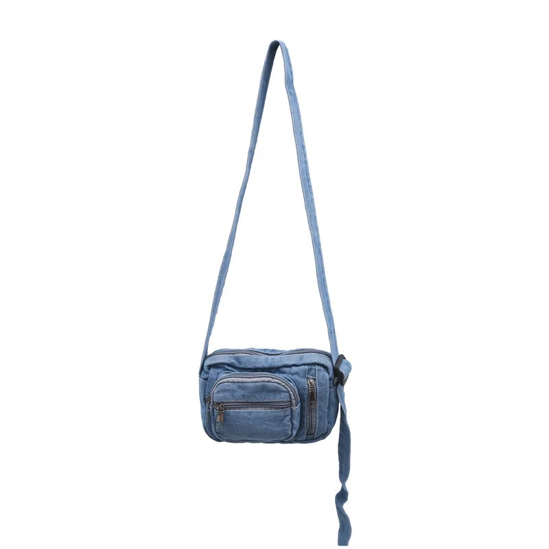 Denim Crossbody Bag – Multi-Pocket Casual Shoulder Bag