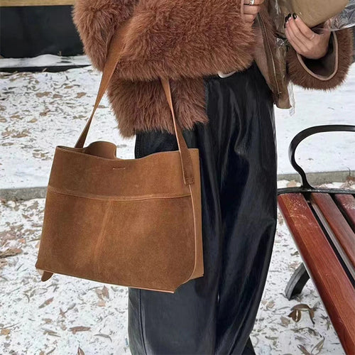 Women's Luxury Suede Tote Bag – Large Crossbody Handbag