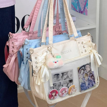 College Style Ribbon Crossbody Bag Large Capacity Class Books Bow Jk Shoulder Ita Bag Handbag