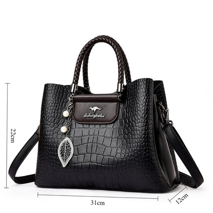 Luxury Leather Handbag for Women – Woven Handle Crossbody
