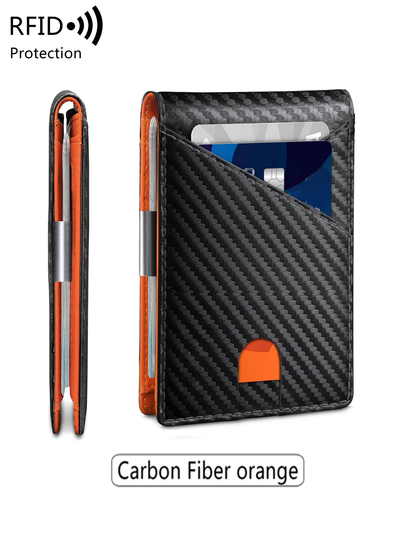 RFID Blocking Carbon Fiber Slim Front Pocket Wallet for Men
