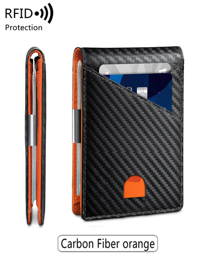 RFID Blocking Carbon Fiber Slim Front Pocket Wallet for Men