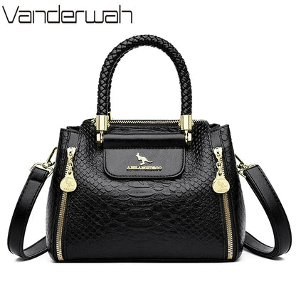 Designer Monogram Leather Crossbody Bag with Braided Handle