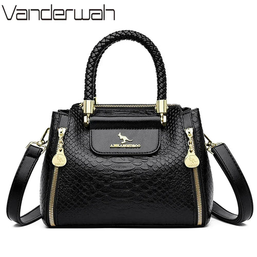 Designer Monogram Leather Crossbody Bag with Braided Handle