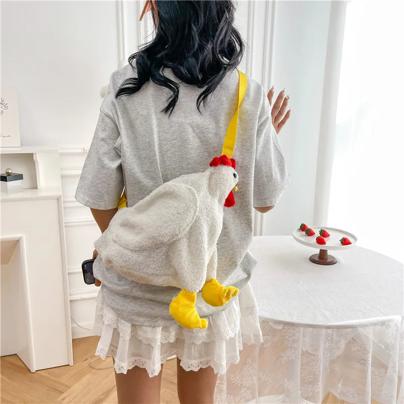 Cute Chicken Plush Crossbody Bag – Novelty Hen Purse